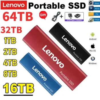 Portáteis Lenovo SSD 64TB Móvel Unidade de Estado Sólido de 2 tb de Alta Velocidade de Armazenamento Externo Decives Tipo-C Interface USB 3.0 Para computador Portátil