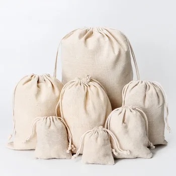 Simples lona cabeça jóias cordão de armazenamento de pacote do bolso de jogar o saco de jóias multi-grãos de lona ajuntou o pequeno saco de pano
