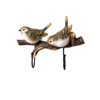 Simulação Bonito Parede cabide 2 Pássaros no Galho de Árvore Cabide 2 Ganchos para o Chapéu do Chaves Toalhas Roupa de Armazenamento de Suspensão