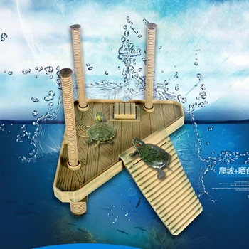 Tanque de peixes de Aquário de Répteis Plástico Frade Plataforma Ilha Decorativa de Tartaruga Pier Flutuante Frade Plataforma com Rampa Escada