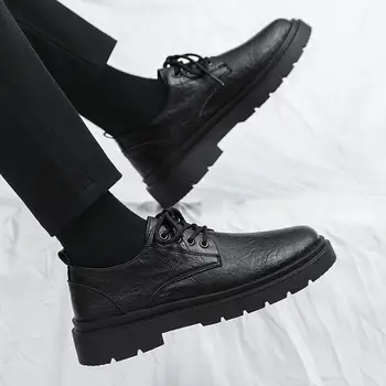 Terno dos Homens Sapatos Outono 2023 Nova empresa, masculina Casual Sapatos de Couro dos Homens de Meninos Fundo Macio de Skate Sapatos de Moda masculina de Sapatos