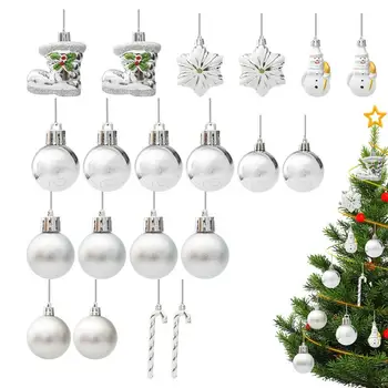 Variados Enfeites De Árvore De Natal Conjunto De 20 Atmosférica Reutilizáveis Ornamentos De Prata Para O Natal, Decorações De Natal