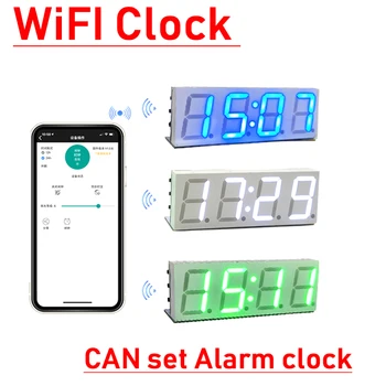 Wi-fi Relógio de Tempo de sincronização Módulo de 0,8 polegadas digital do tubo do diodo emissor de exibição do relógio de alarme Electrónico TIPO de relógio-E USB 5V de alimentação de 12/24 horas